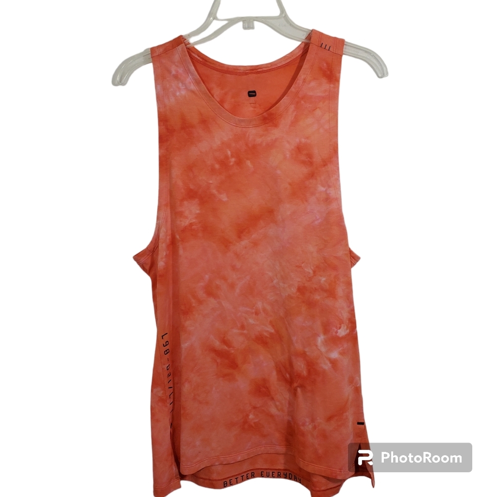 Lululemon Men's Always Agile Tank Spray Dye Diamond Dye White Warm Coral Medium